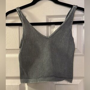 Gray Ribbed Women's Tank Top